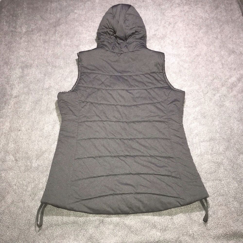 Calia by Carrie Underwood Womens‎ Large Gray Hooded Rutched Zip Puffer Vest - Picture 2 of 12